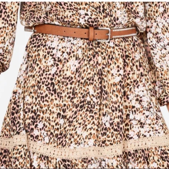 American Rag Womens Juniors Belted Animal Print Mini Dress-Tiger Irish Cream - Picture 6 of 12